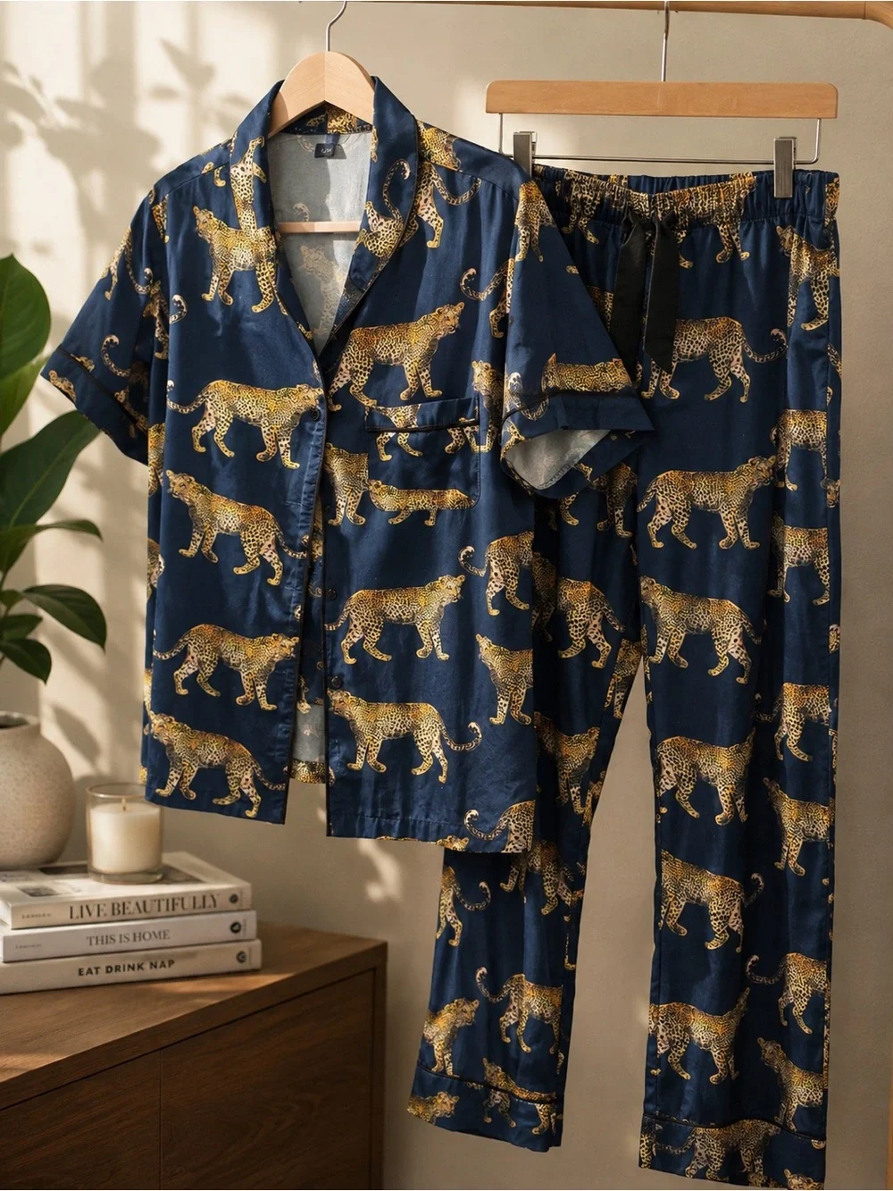 Katie Kime Leopard Print Cotton Pajama Set – Size L